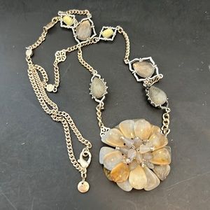 Ann Taylor Gold-Tone Floral Pendant Necklace with Yellow and Cream Accents